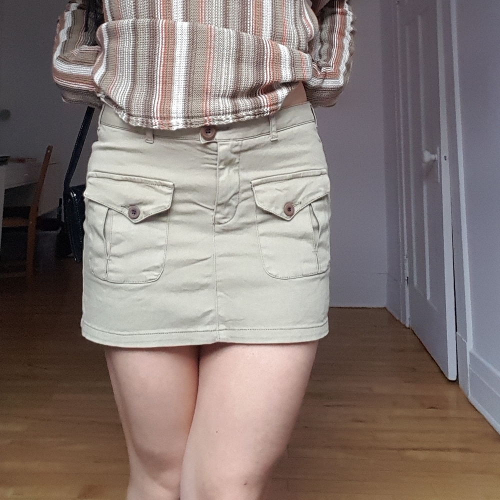 Zara khaki mini cargo skirt